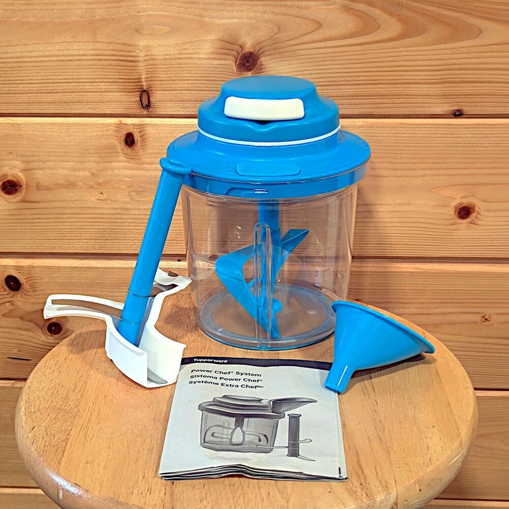 Tupperware Power Blue  Chef System Food Processor/Chopper Mix, Chop, Whisk